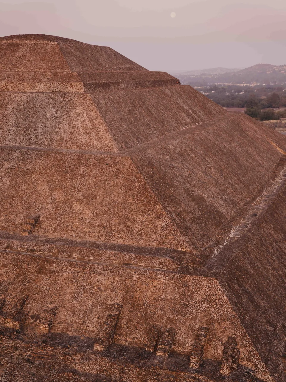 The Pyramid of the Sun seen from above in warm early light